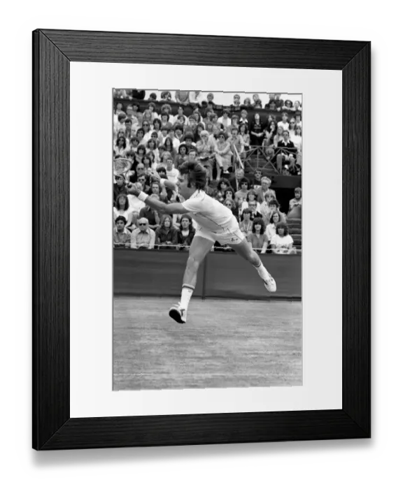 Framed Print : Wimbledon 3rd Day: Jimmy Connors in action. June 1981 81-3579-011