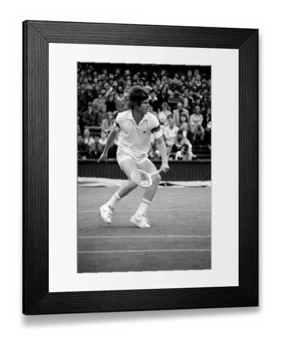 Framed Print : Wimbledon 6th Day: McEnroe v. Stan Smith. Centre Court - McEnroe in action today