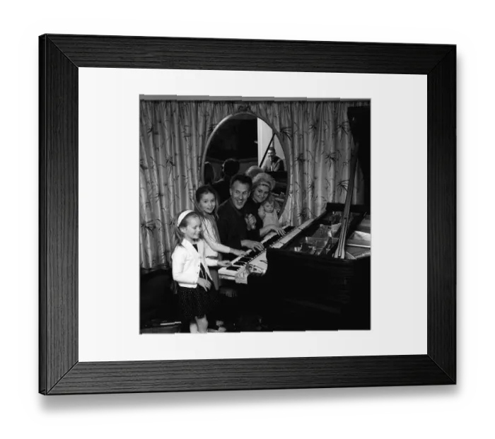 : Bruce Forsyth with Family 1964 Comedian with wife and children playing at piano : Bruce Forsyth with Family 1964 Comedian with wife and children playing at piano