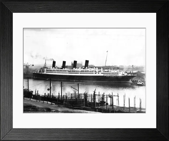 Framed Print : The ship Aquitania before her departure from the River Tyne Framed Print : The ship Aquitania before her departure from the River Tyne