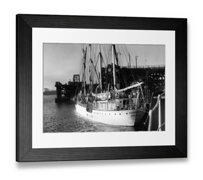 Framed Print : The four-masted schooner ship Albatross lies at the River Tyne Commission Staiths