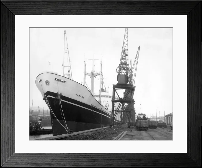 Framed Print : The ship Bamora is seen loading her maiden voyage cargo before she sets out to the wide Framed Print : The ship Bamora is seen loading her maiden voyage cargo before she sets out to the wide