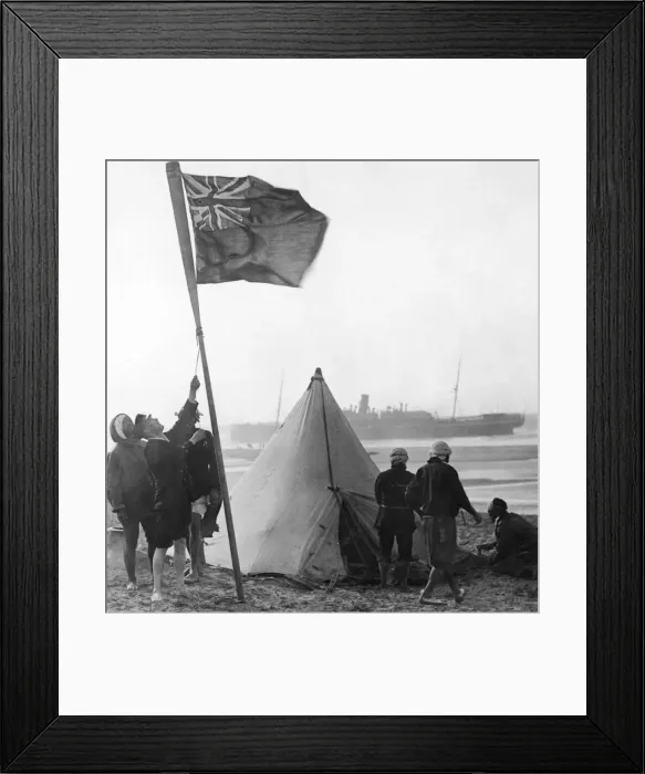 Framed Print : Wreck of the Delhi with crew and passengers in a survivors camp Framed Print : Wreck of the Delhi with crew and passengers in a survivors camp
