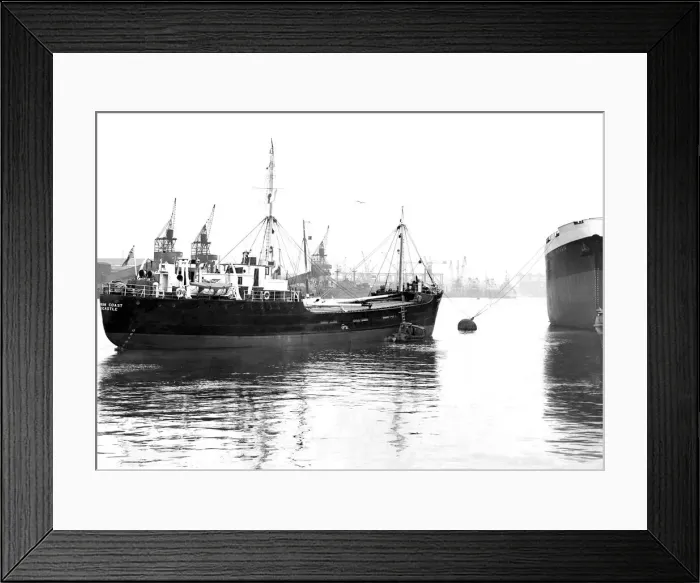 Framed Print : The Cyprian Coast leaves Clelands yard, Willington Quay for trials in 1956 Framed Print : The Cyprian Coast leaves Clelands yard, Willington Quay for trials in 1956