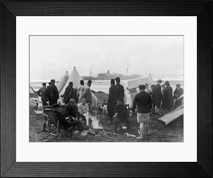 Framed Print : Cape Spartel, Tangiers, Morocco. View of survivors camp with the wreck of