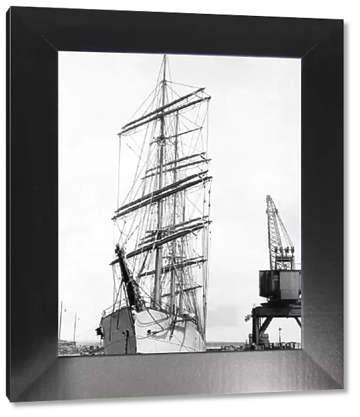 The sailing ship windjammer Grace Harwar in dry-dock at South Bank, River Tyne