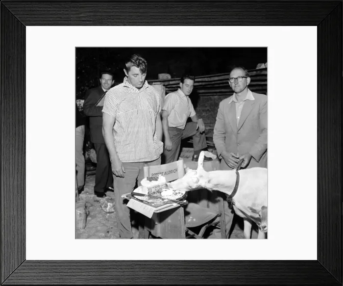 Framed Print : Actor Robert Mitchum on the set of The Angry Hills