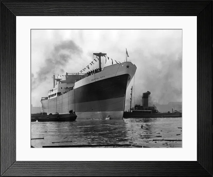 Framed Print : The 8, 000 ton ship Bristol City after being launched from John Readhead Framed Print : The 8, 000 ton ship Bristol City after being launched from John Readhead