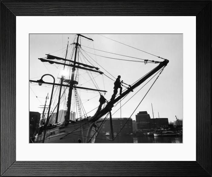 Framed Print : Tall Ship at St. Katharines Dock. 15th April 1987 Framed Print : Tall Ship at St. Katharines Dock. 15th April 1987