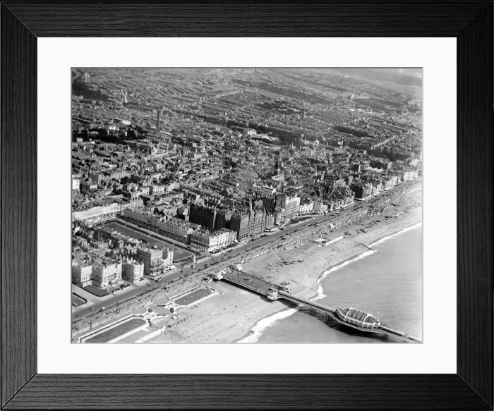 Framed Print : Aerial view of the sea front at Brighton September 1926 Framed Print : Aerial view of the sea front at Brighton September 1926