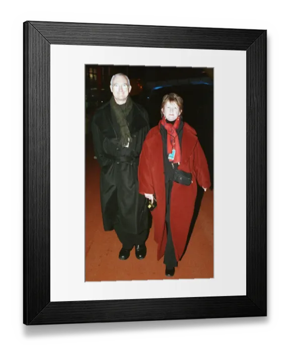 Framed Print : John Birt and wife Jane Birt arrive for New Years Eve celebrations at the Millennium Dome