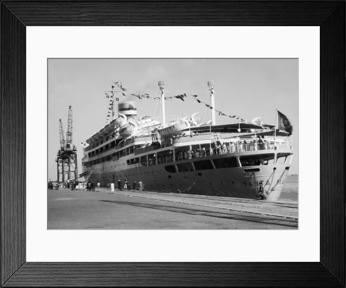 Framed Print : The Santa Maria in Dock. The ship was later hi-jacked by pirates in January