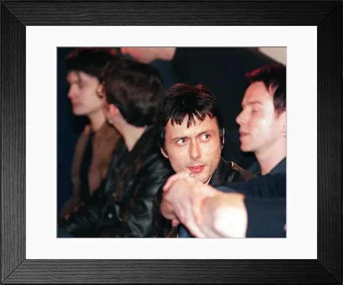 Framed Print : Brett Anderson, sinder of Suede at their press conference in the Garage Framed Print : Brett Anderson, sinder of Suede at their press conference in the Garage