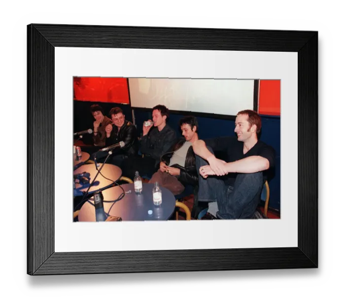 Framed Print : Suede, the pop group, at their press conference in the Garage