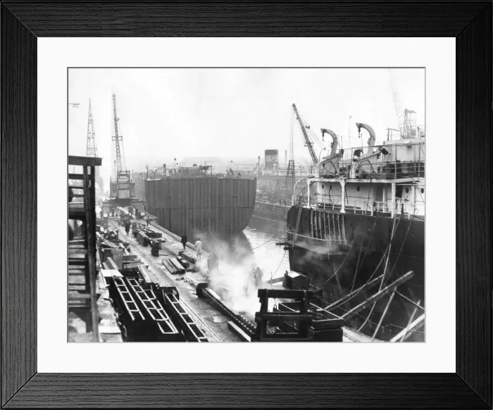 Framed Print : The midshape and stern section of the World Galde during the undocking operation Framed Print : The midshape and stern section of the World Galde during the undocking operation