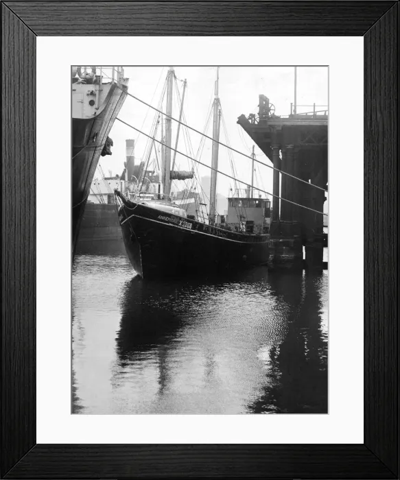 Framed Print : The 290 tons gross German three masted auxiliary schooner ship Anne Marie loading coal Framed Print : The 290 tons gross German three masted auxiliary schooner ship Anne Marie loading coal