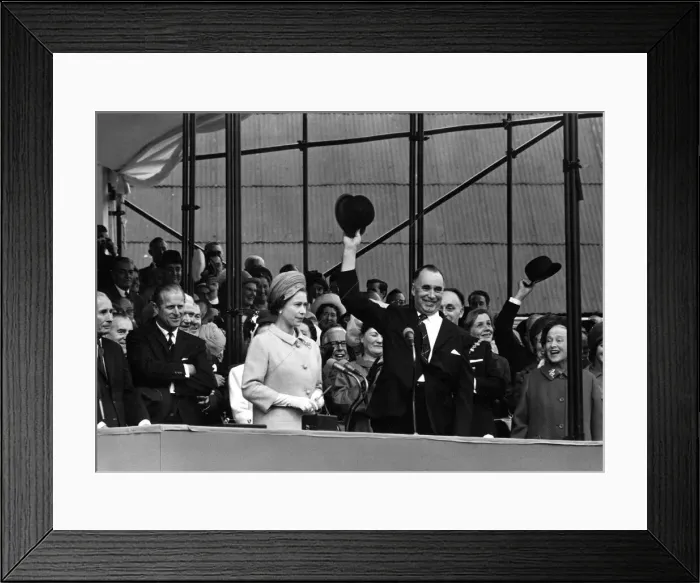 Framed Print : Queen Elizabeth II, with Prince Philip launch the Queen Elizabeth 2 QE2 Framed Print : Queen Elizabeth II, with Prince Philip launch the Queen Elizabeth 2 QE2