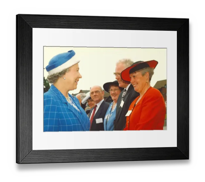 Framed Print : Queen Elizabeth II visits the town of Bedlington in Northumberland - The Queen meeting