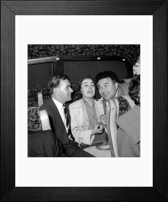 Framed Print : Friends enjoying a joke and a laugh on a coach trip to Manchester. July 1955 A322-004 Framed Print : Friends enjoying a joke and a laugh on a coach trip to Manchester. July 1955 A322-004