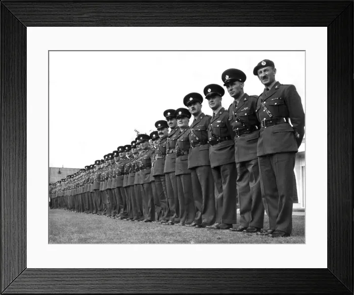 Framed Print : Army: Line up of fifty three Regimental Sergeant Majors. October 1964 P035472 Framed Print : Army: Line up of fifty three Regimental Sergeant Majors. October 1964 P035472