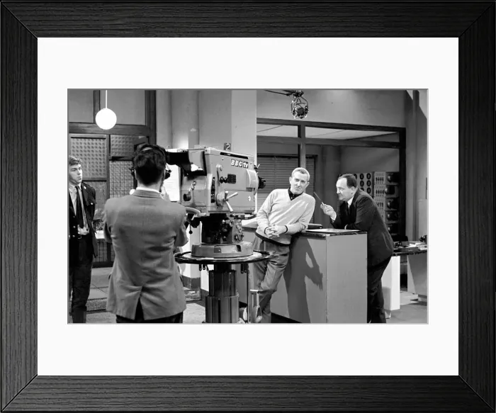 Framed Print : Cast and crew of Z-Cars TV programme seen here recording an episode of the show in Framed Print : Cast and crew of Z-Cars TV programme seen here recording an episode of the show in