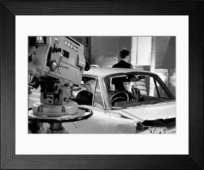 Framed Print : Cast and crew of Z-Cars TV programme seen here recording an episode of the show in Framed Print : Cast and crew of Z-Cars TV programme seen here recording an episode of the show in