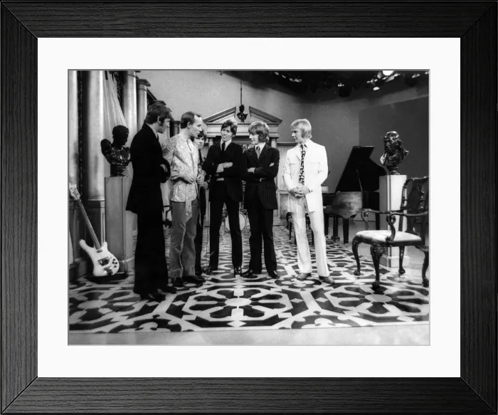 Framed Print : The three Gibb brothers of the Bee Gees pop group and fellow band members Vince Malouney Framed Print : The three Gibb brothers of the Bee Gees pop group and fellow band members Vince Malouney