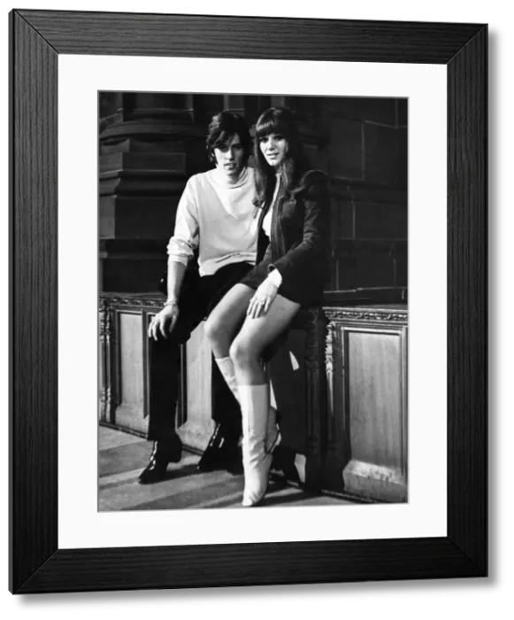 Framed Print : Barry Gibb of the Bee Gees pop group with his girlfriend Christine Marshall Framed Print : Barry Gibb of the Bee Gees pop group with his girlfriend Christine Marshall