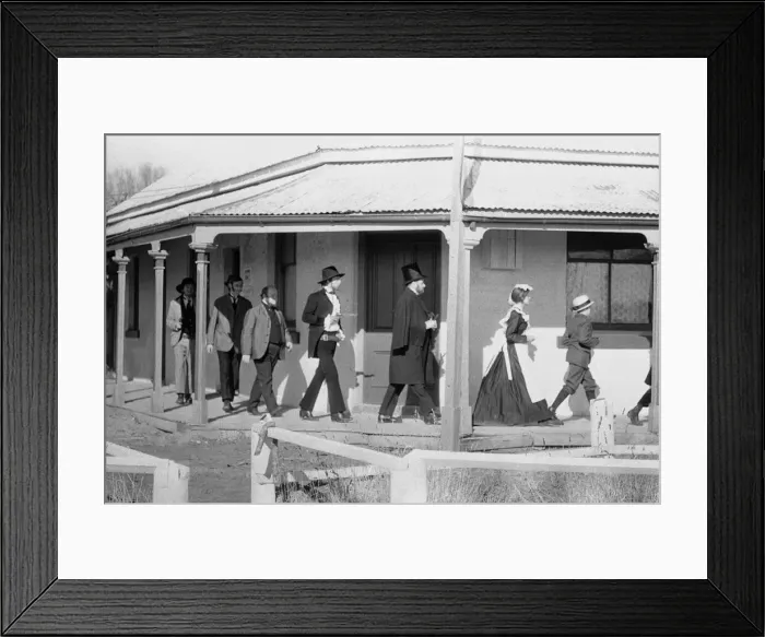 Framed Print : Rolling Stones singer Mick Jagger as Ned Kelly marching hostages around the veranda of