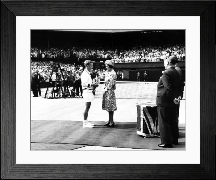 Framed Print : Rod Laver receives the mens trophy from HRH princess Marina July 1961 Framed Print : Rod Laver receives the mens trophy from HRH princess Marina July 1961