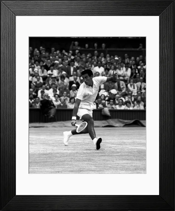 Framed Print : Alex Olmedo in mens singles final at Wimbledon 1959 against Rod Laver
