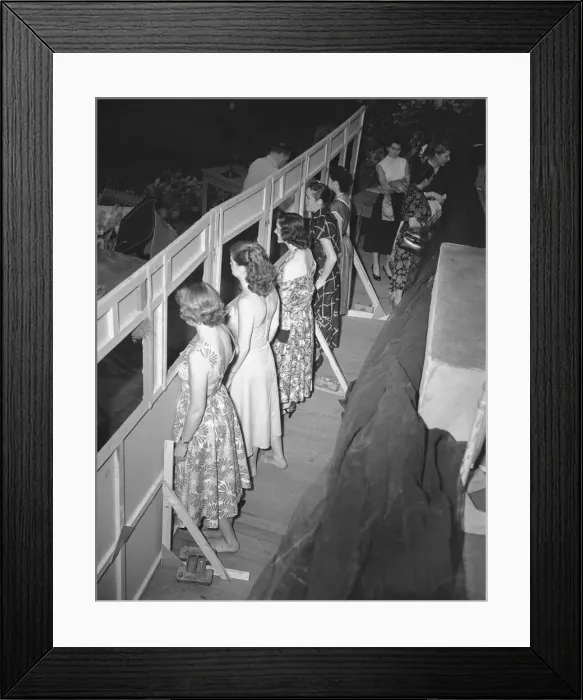 Framed Print : A view of a television beauty competition Holiday Girl not seen by the viewers