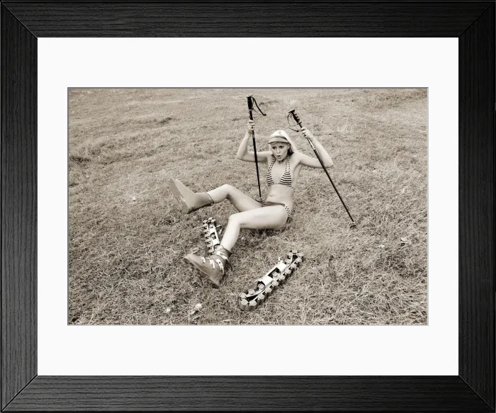 Framed Print : Marie Louise trying out the new craze sweeping the country, its called grass ski-ing Framed Print : Marie Louise trying out the new craze sweeping the country, its called grass ski-ing