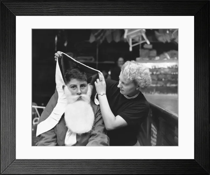 Framed Print : Father Christmas Geoffrey Hall aged 15 seen here at Bushlan Department Store at Stoke Framed Print : Father Christmas Geoffrey Hall aged 15 seen here at Bushlan Department Store at Stoke
