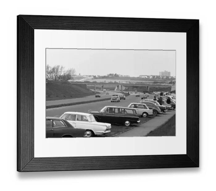 Framed Print : Spectators line the motorway to watch competitors in the 1970 Daily Mirrors World Cup