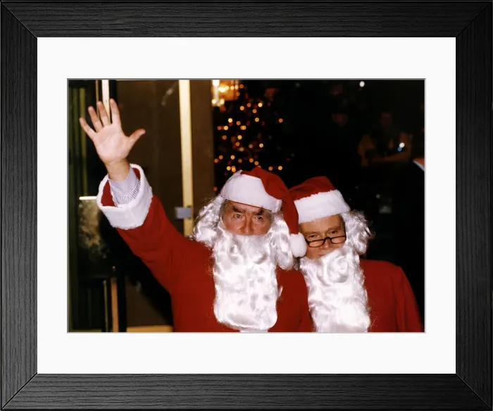 Framed Print : Lord Dennis Healey With Conservative Jeffrey Archer In Santa Claus Costume At Londons Framed Print : Lord Dennis Healey With Conservative Jeffrey Archer In Santa Claus Costume At Londons