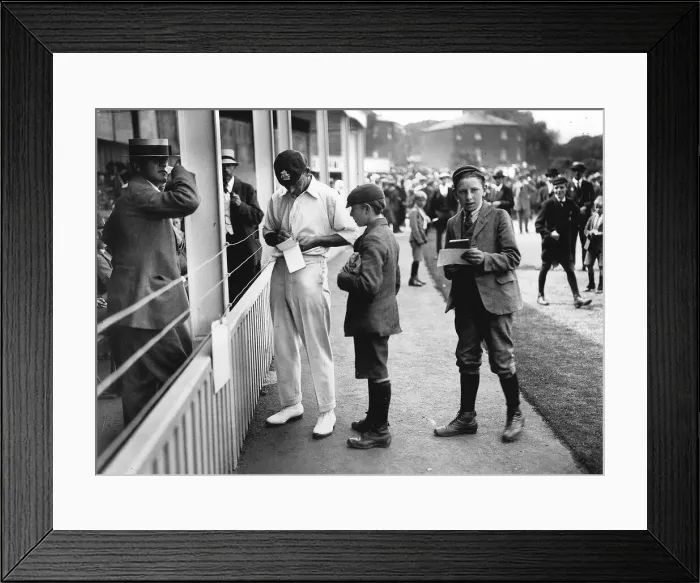 Framed Print : Autograph hunters at Sir Jack Hobbs benefit match at the oval DM 1222d Box 3