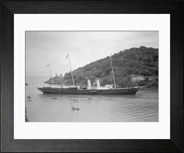 Framed Print : Ships Royal Yacht Victoria and Albert entering Dartmouth in Devon