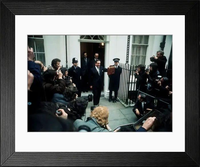 Framed Print : Dennis Healey March 1974 Chancellor of the Exchequer leaves NO Framed Print : Dennis Healey March 1974 Chancellor of the Exchequer leaves NO
