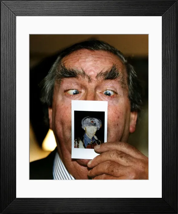 Framed Print : Lord Dennis Healey Posing And Fooling Around With Richard O