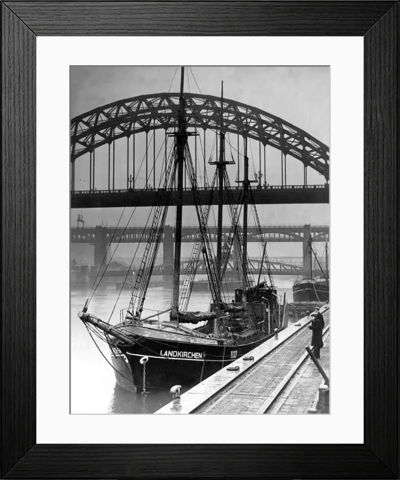 Framed Print : The three-masted German Schooner sailing ship Landkirchen at Newcastle Quayside