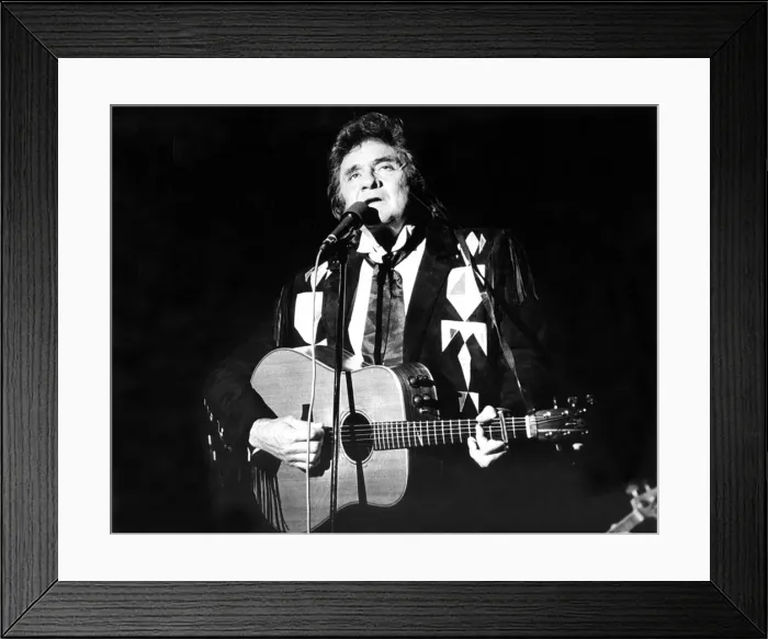 Framed Print : Country and Western singer Johnny Cash performing at Bents Park, South Shields in 1987 Framed Print : Country and Western singer Johnny Cash performing at Bents Park, South Shields in 1987