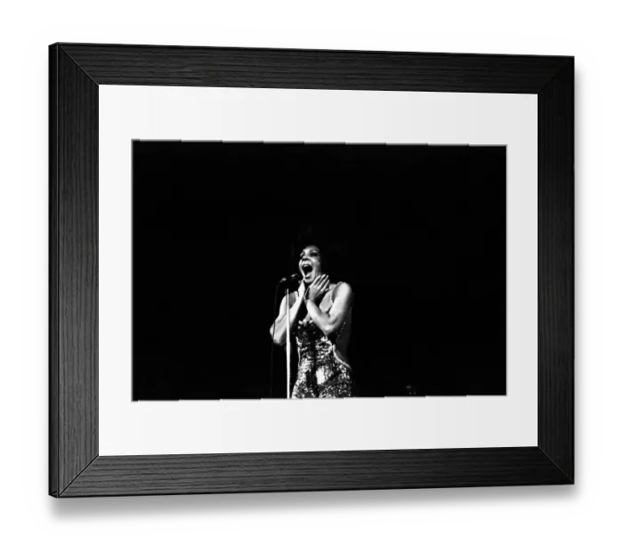 Framed Print : Shirley Bassey performing on stage in concert at Newcastle City Hall 30th April 1971 Framed Print : Shirley Bassey performing on stage in concert at Newcastle City Hall 30th April 1971
