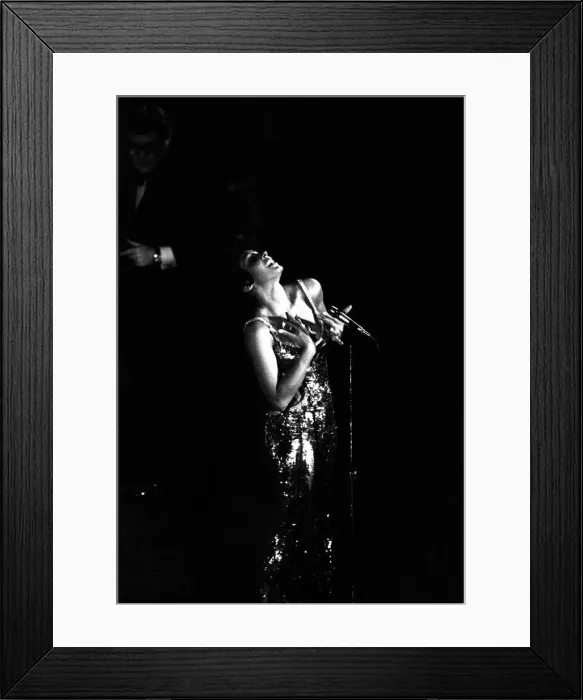 Framed Print : Shirley Bassey performing on stage in concert at Newcastle City Hall 30th April 1971 Framed Print : Shirley Bassey performing on stage in concert at Newcastle City Hall 30th April 1971