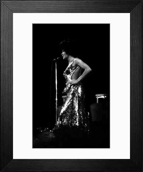 Framed Print : Shirley Bassey performing on stage in concert at Newcastle City Hall 30th April 1971 Framed Print : Shirley Bassey performing on stage in concert at Newcastle City Hall 30th April 1971