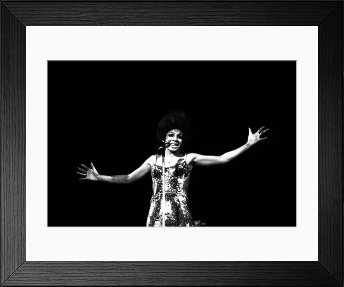 Framed Print : Shirley Bassey performing on stage in concert at Newcastle City Hall 30th April 1971 Framed Print : Shirley Bassey performing on stage in concert at Newcastle City Hall 30th April 1971