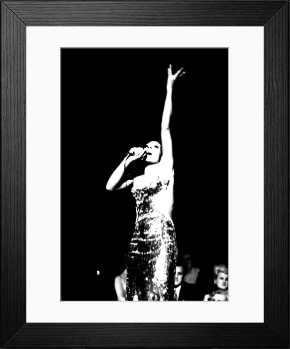 Framed Print : Shirley Bassey performing on stage in concert at Newcastle City Hall 30th April 1971 Framed Print : Shirley Bassey performing on stage in concert at Newcastle City Hall 30th April 1971