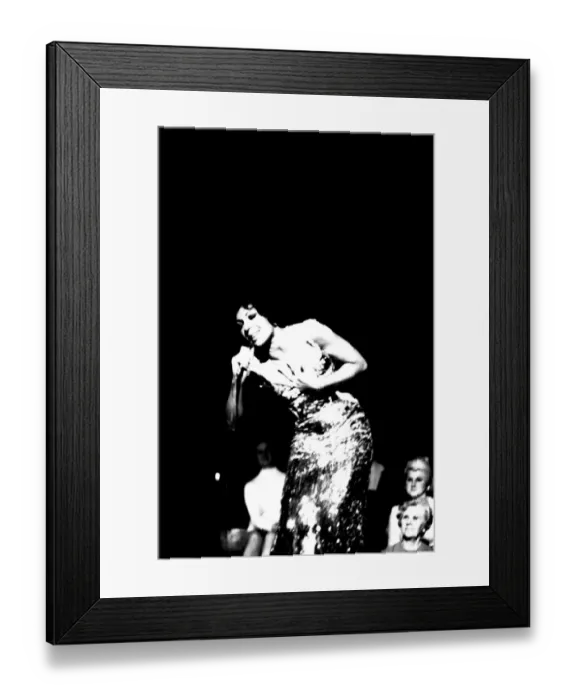 Framed Print : Shirley Bassey performing on stage in concert at Newcastle City Hall 30th April 1971 Framed Print : Shirley Bassey performing on stage in concert at Newcastle City Hall 30th April 1971