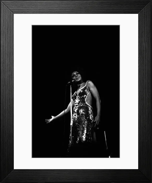 Framed Print : Shirley Bassey performing on stage in concert at Newcastle City Hall 30th April 1971 Framed Print : Shirley Bassey performing on stage in concert at Newcastle City Hall 30th April 1971