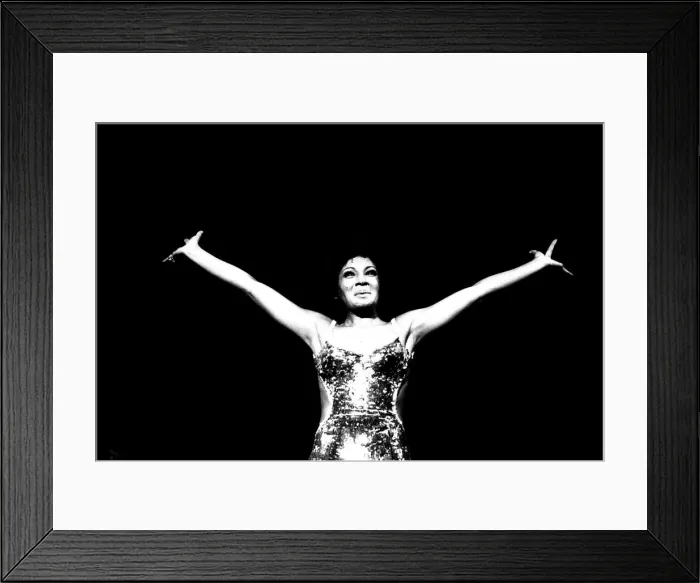 Framed Print : Shirley Bassey performing on stage in concert at Newcastle City Hall 30th April 1971 Framed Print : Shirley Bassey performing on stage in concert at Newcastle City Hall 30th April 1971